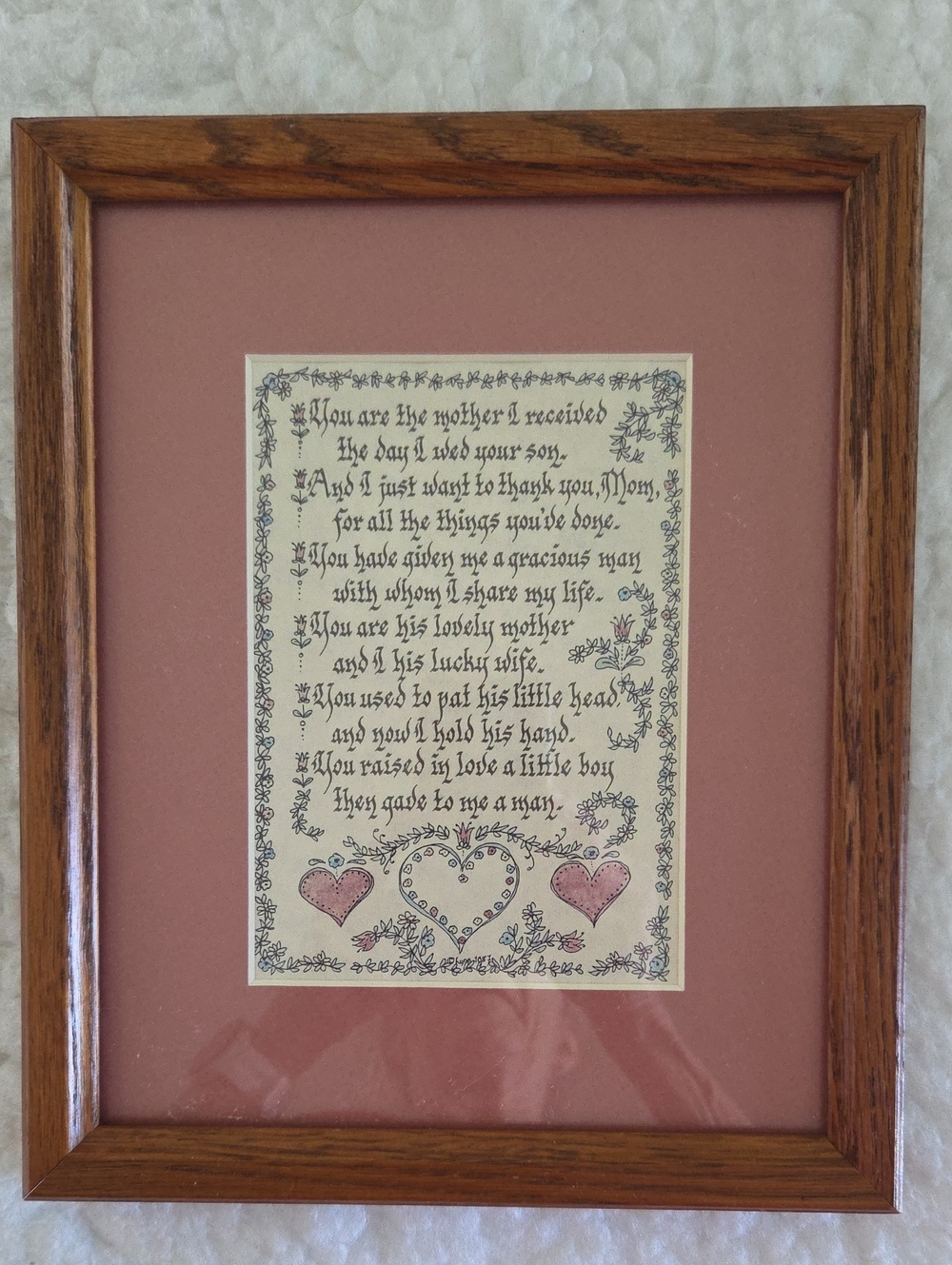 Mother In Law Plaque Print in Rose Pink Mat - Like New - By Creative